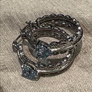 Blue Topaz Heart Hoop Earrings New in Box Stainless Steel Hoops
